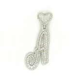 Letter "A" Diamond Pendant w/ Heart Bail - White Carat - USA & Canada